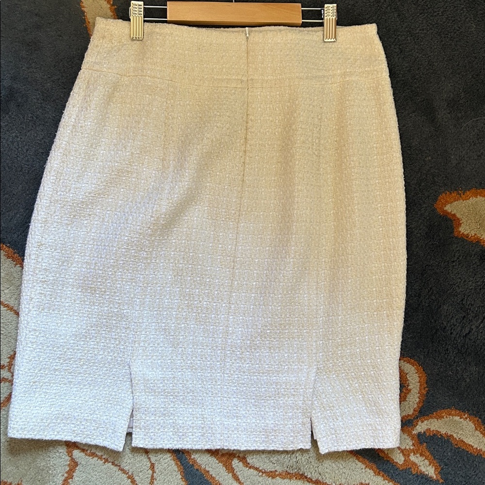 Magaschoni Cream Tweed Knit Pencil Skirt Size 8 - Picture 5 of 8